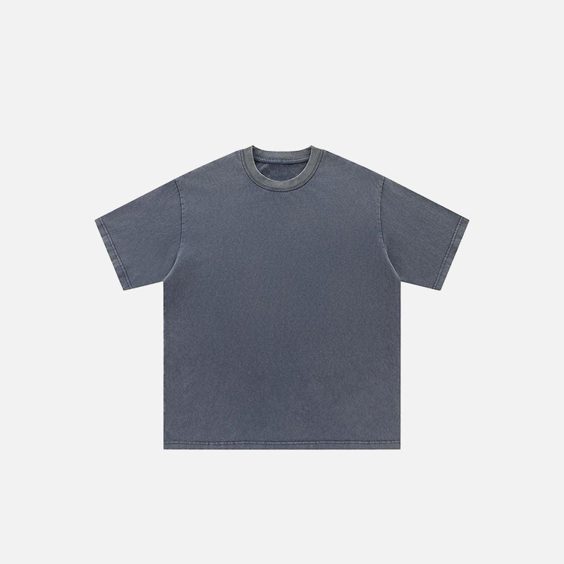 Front view of the blue Oversized Loose Solid Color T-shirt in a gray background 