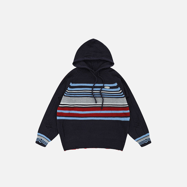 Y2K Knitted Holes Striped sweater