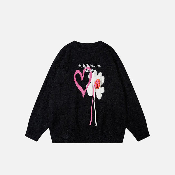 Heart Shaped Flower Sweater