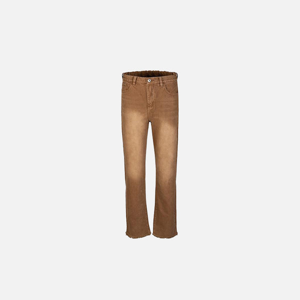Front view of the Vintage Brown Straight-Leg Jeans in a gray background