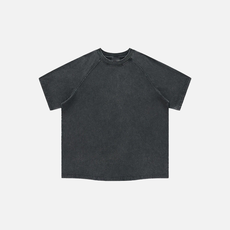 Front view of the dark grey Loose Retro Washed T-shirt in a gray background