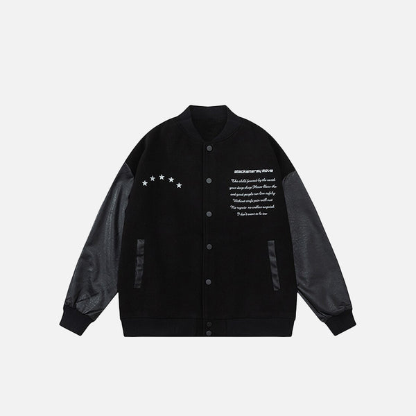 Embroidery Deep Sleep Varsity Jacket