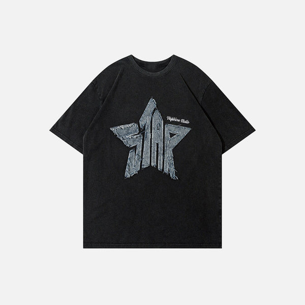 Denim Letter Star T-shirts