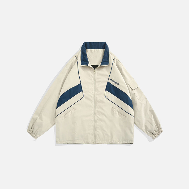 Zip-Up Turn Down Collar Jacket