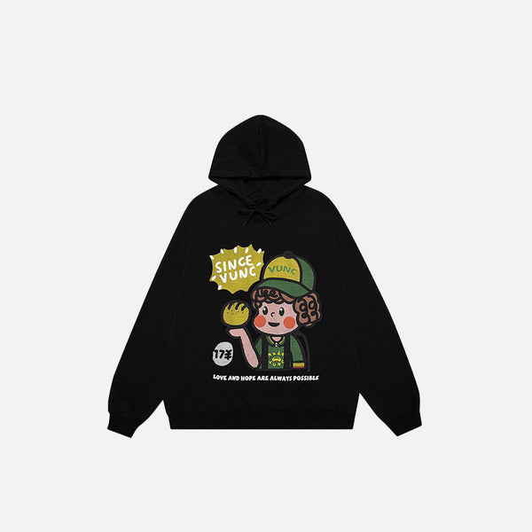 Cute Boy Graphic Print Oversized Hoodie