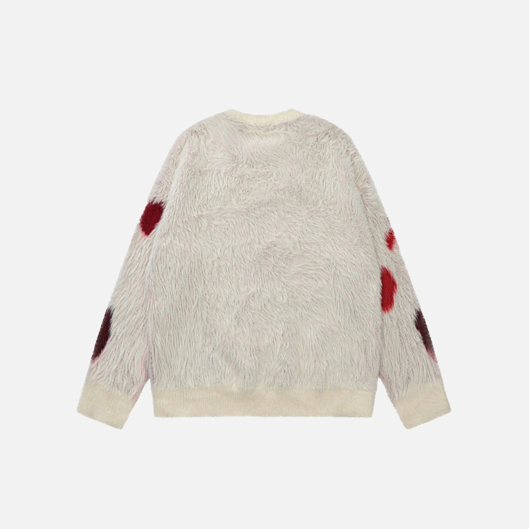 Back view of the beige Drift Floral Sweater in a gray background