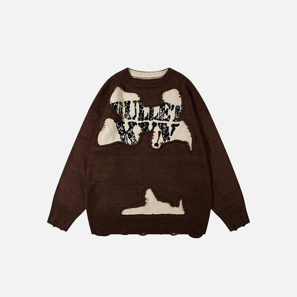 Letter Ripped Loose Sweater