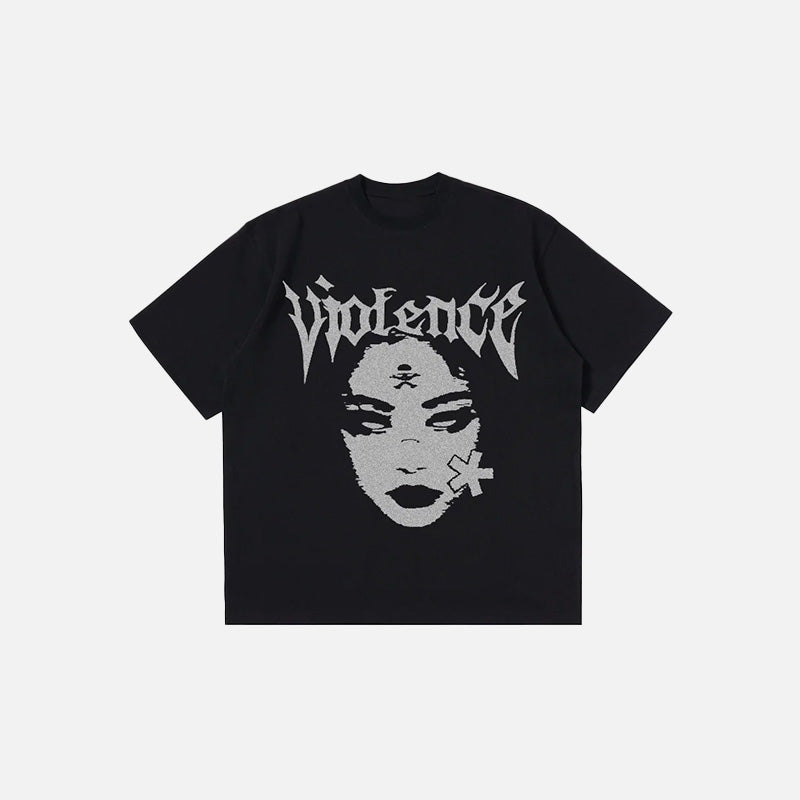 Front view of the black Vintage Women's Gothic T-Shirt in a gray background