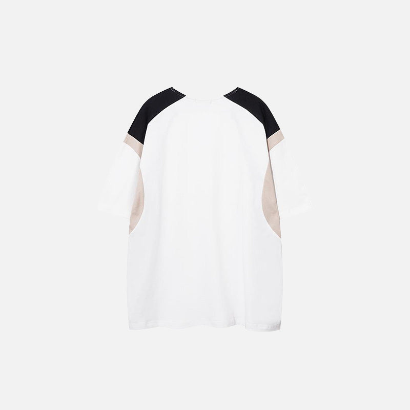 Back view of the white Loose Color Contrast T-shirt in a gray background