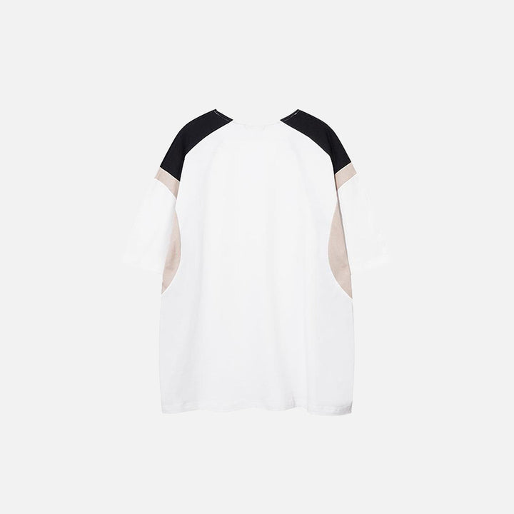 Back view of the white Loose Color Contrast T-shirt in a gray background