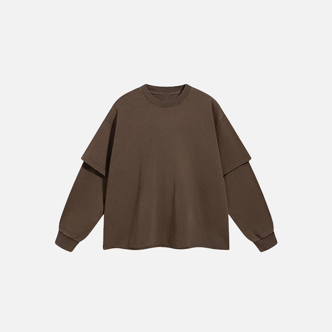 Front view of the brown Twin Layered Comfort T-shirt in a gray background