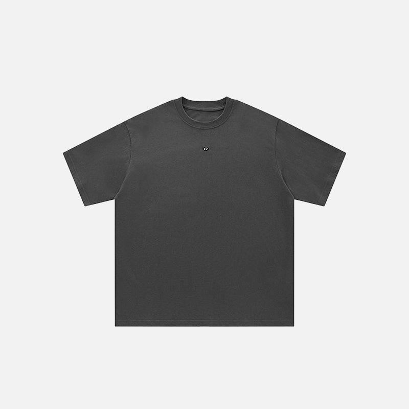 Front view of the gray Oversized Solid Color T-shirt in a gray background