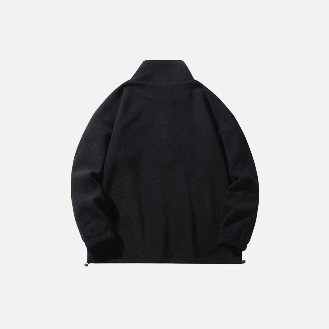 Back view of the black Half-Zip Fleece Jacket in a gray background