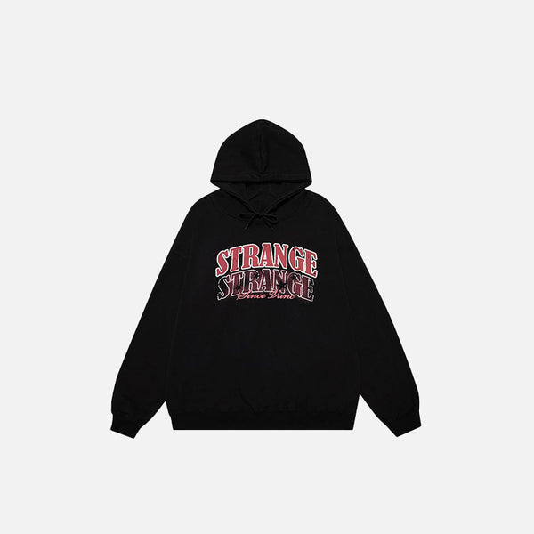 "Strange" Faded Letter Print Hoodie