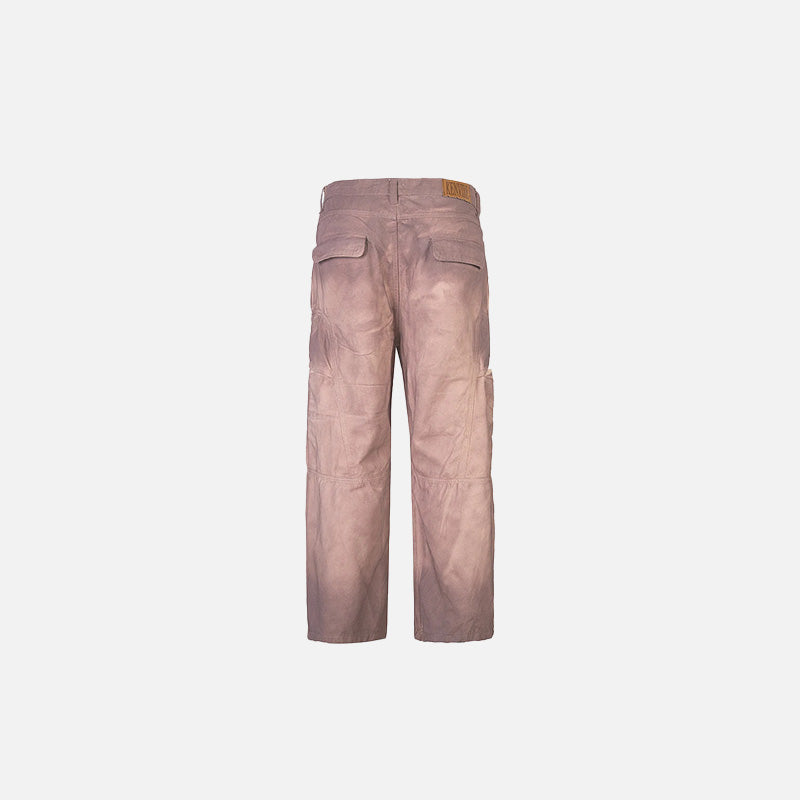 Back view of the pink Utility Workwear Jeans in a gray background