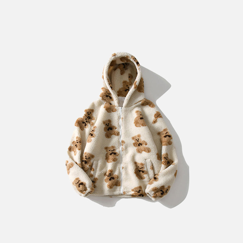 White fluffy bear discount hoodie