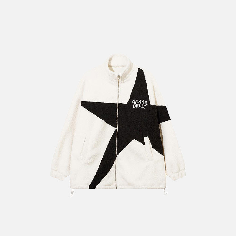 Front view of the beige Big Star Letter Print Jacket in a gray background