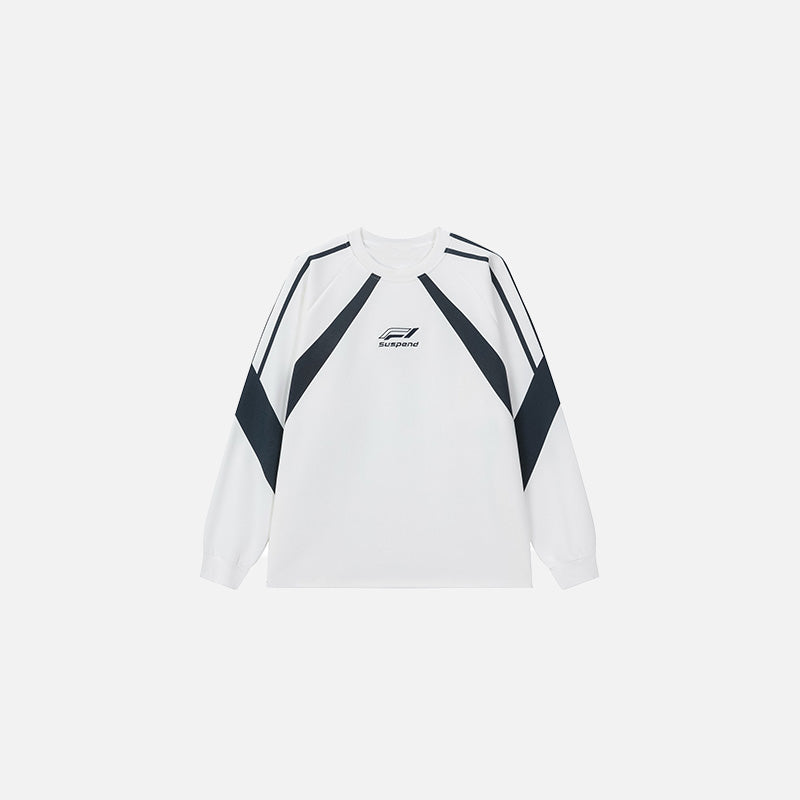 Front view of the white Momentum Tech Long Sleeve T-shirt in a gray background