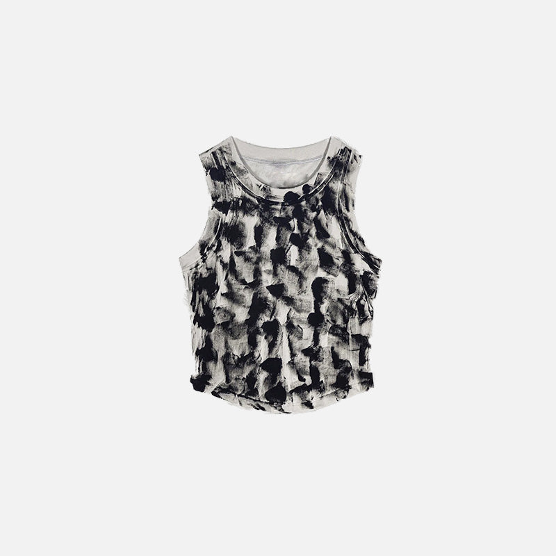 Front view of the light grey Sleeveless Washed Crop Top in a gray background