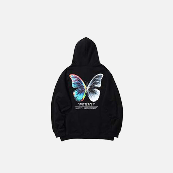 Sudadera con capucha y estampado de mariposas de colores