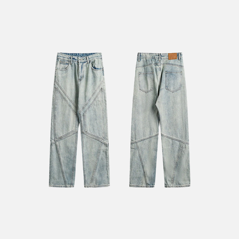 Front & Back view of the blue Y2k Rivet Pocket Jeans in a gray background 