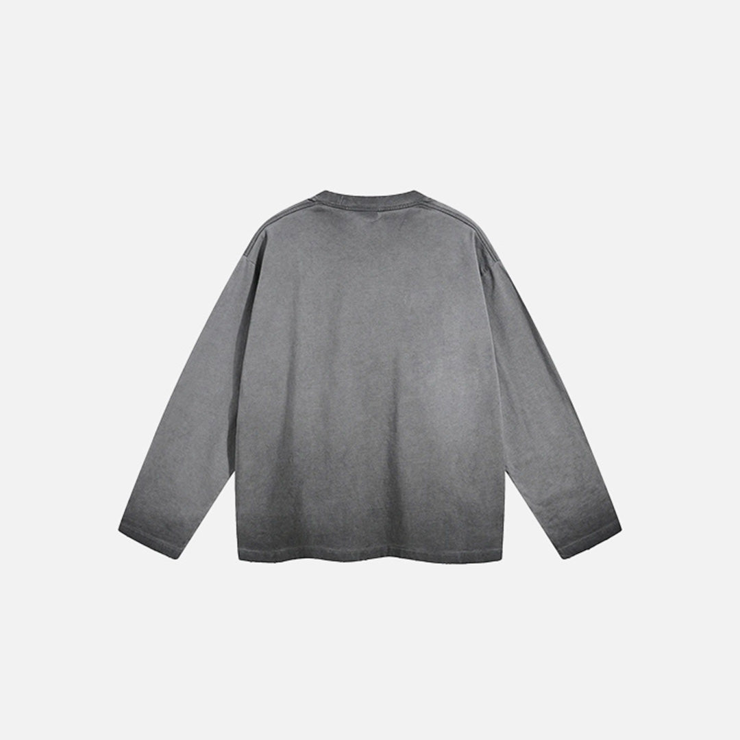 Back view of the gray Classic Casual Long Sleeve T-shirt in a gray background