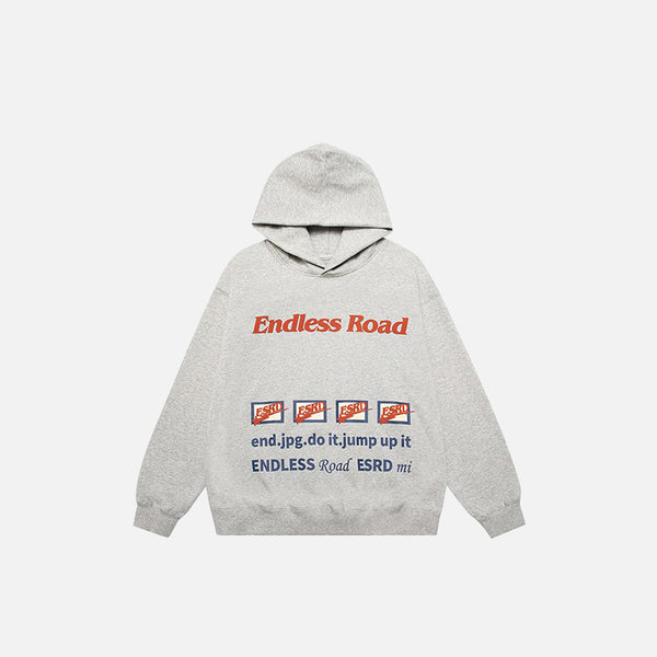 "Endless Road" Letter Print Hoodie