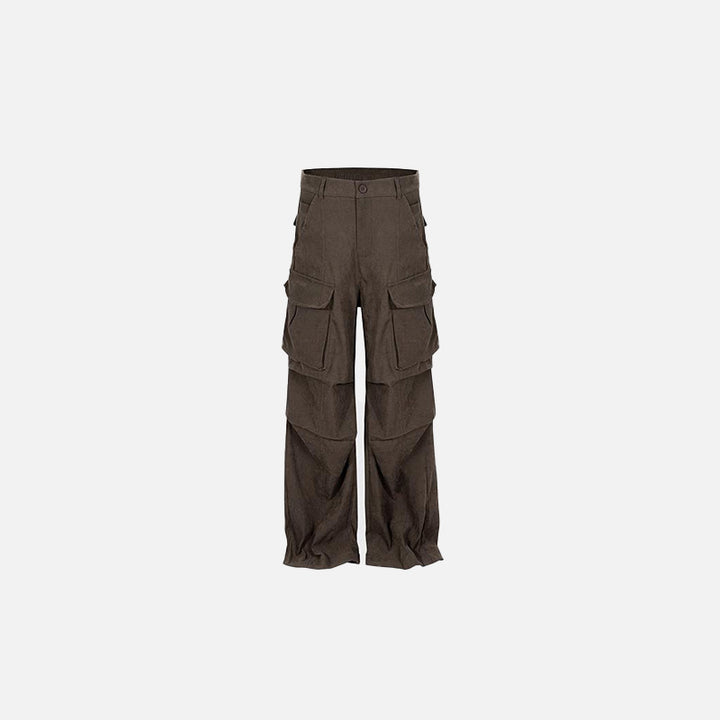 Front view of the coffee Adventure Utility Cargo Pants in a gray background