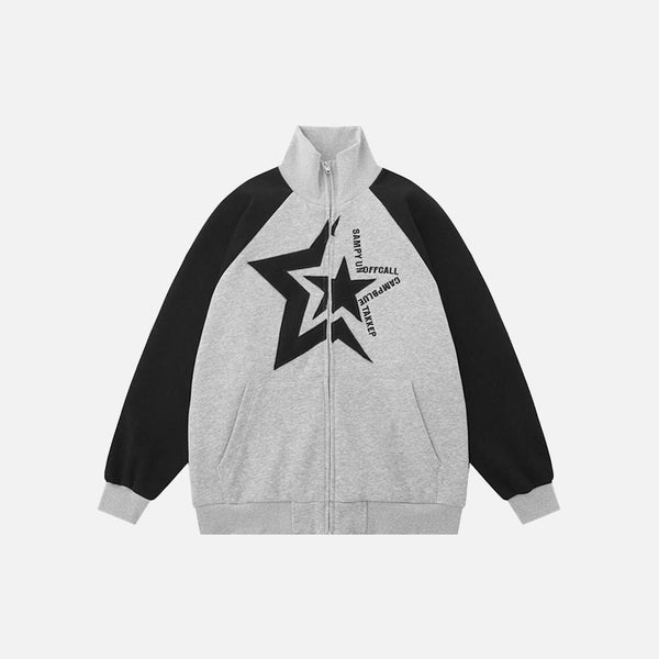 Chaqueta con cremallera y bordado de estrellas