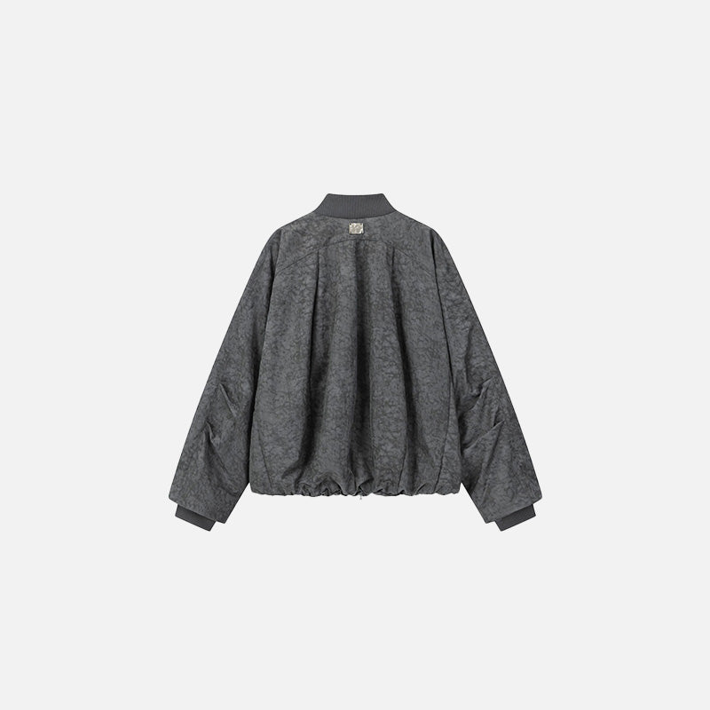 Back view of the dark gray Charcoal Classic Jacket in a gray background