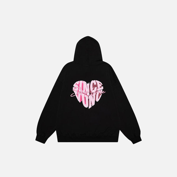 Colorblock Heart Shaped Letter Print Hoodie