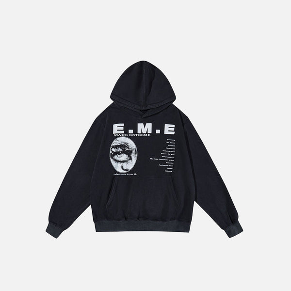 Vintage Washed Eyes Graphic Hoodie