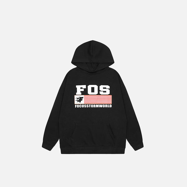 Solid Color Letter Print Hoodie