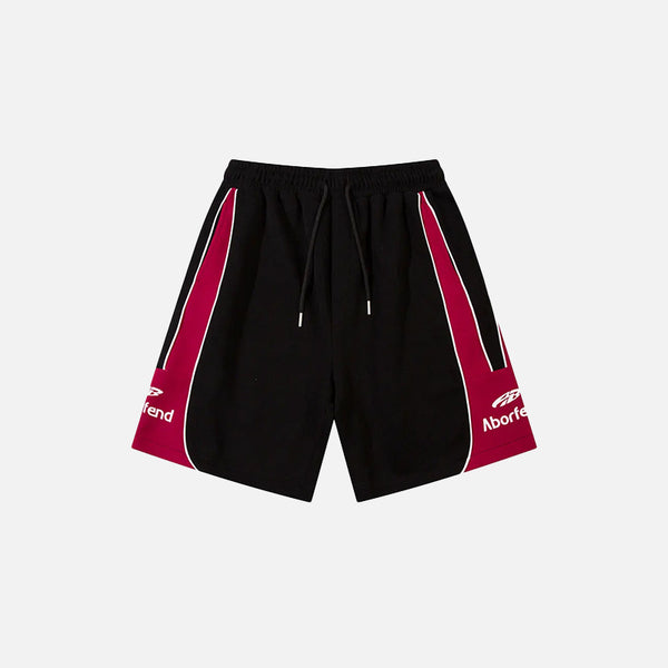 Front view of the black Y2K Loose Sports Shorts in a gray background