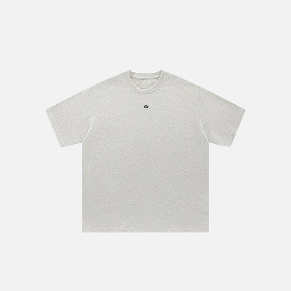 Front view of the beige Oversized Solid Color T-shirt in a gray background 