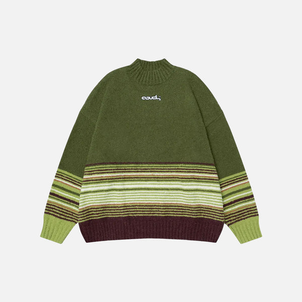 Y2K Vintage Striped Patchwork Sweater