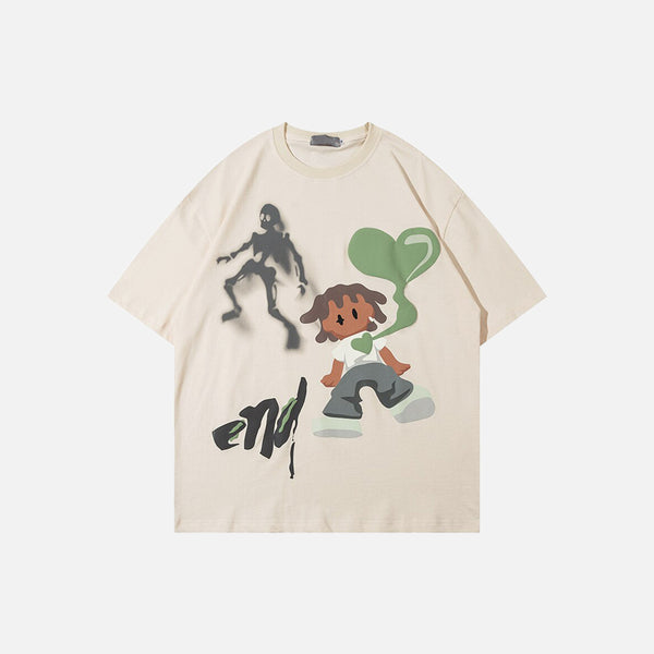 Ghost Heart Cartoon Graphic T-shirt