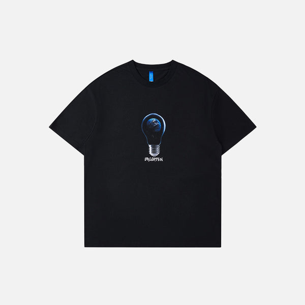 Earth Bulb Graphic Black T-shirt