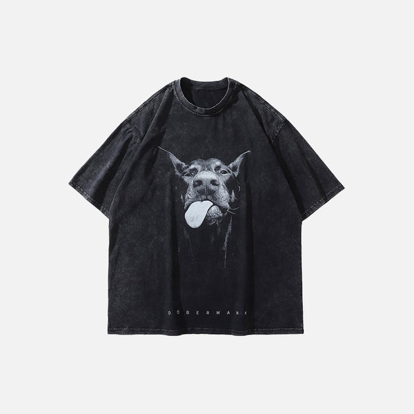 Vintage Doberman Graphic Washed Black T-shirt