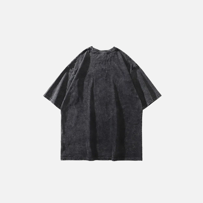 Back view of the black Oosaki Nana Rock T-shirt in a gray background