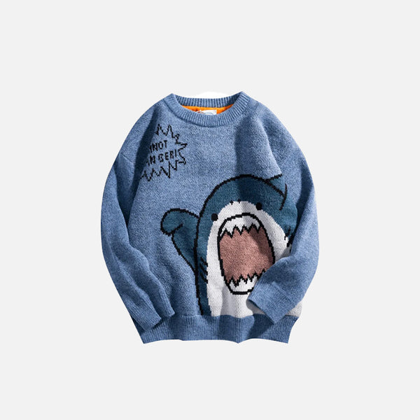 Oversized Scary Shark Knitted Sweater