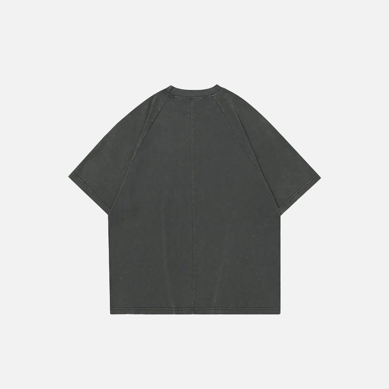 Back view of the grey Sleek Mono Logo T-shirt in a gray background