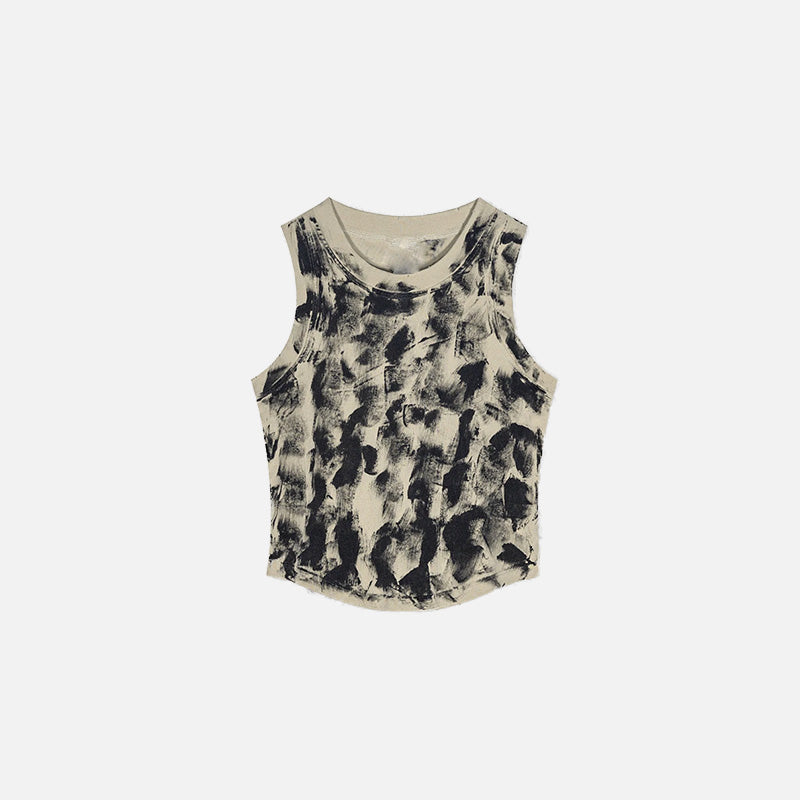 Front view of the apricot Sleeveless Washed Crop Top in a gray background