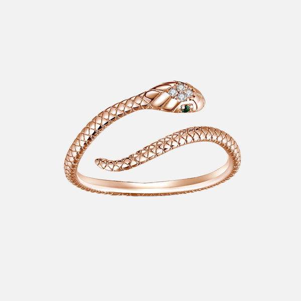 Snake 925 Sterling Silver Platinum Plated Ring