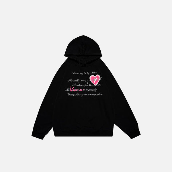 Heart Poetry Graphic Print Hoodie