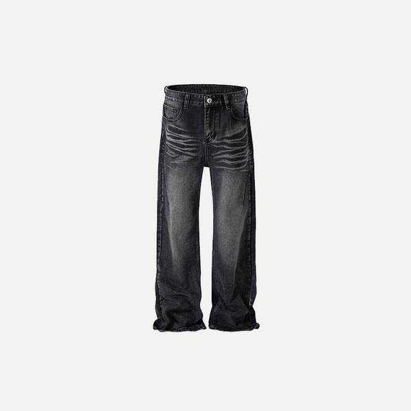 Front view of the black Vintage Relaxed Fit Denim Jeans in a gray background