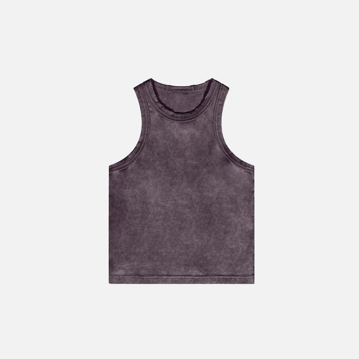 Front view of the purple Women's Washed Solid Top T-shirt in a gray background