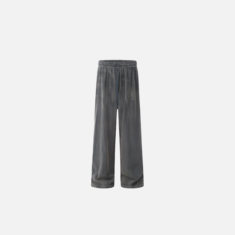 Front view of the grey  Relaxed Fit Elastic-Waist Pants in a gray background