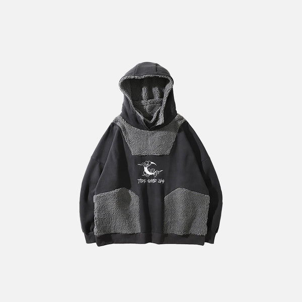 Block Vintage High-neck Hoodie