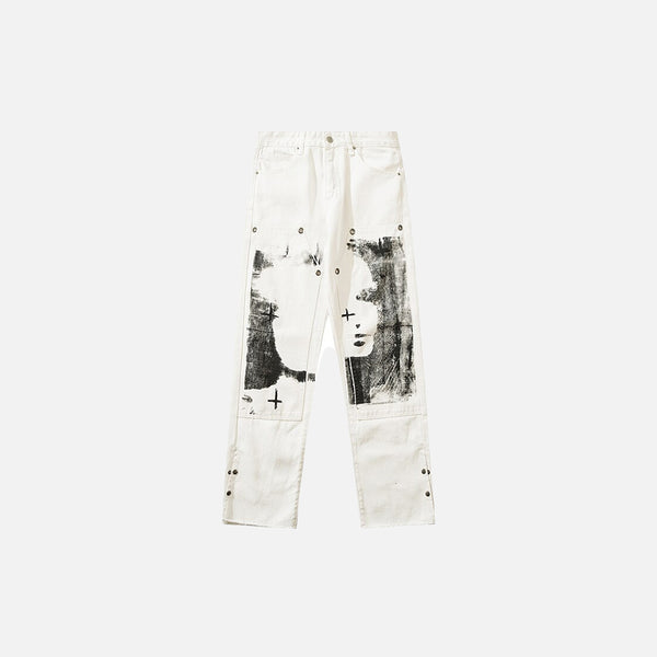 Y2K White Straight Punk Pants